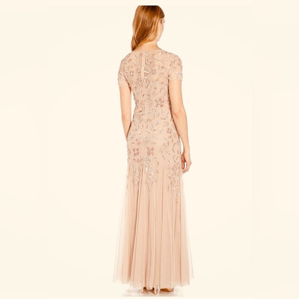 NWT by Adrianna Papell, Blush Beaded Tulle Gown Sz 14, Perfect for Wedding, Prom - Picture 3 of 9